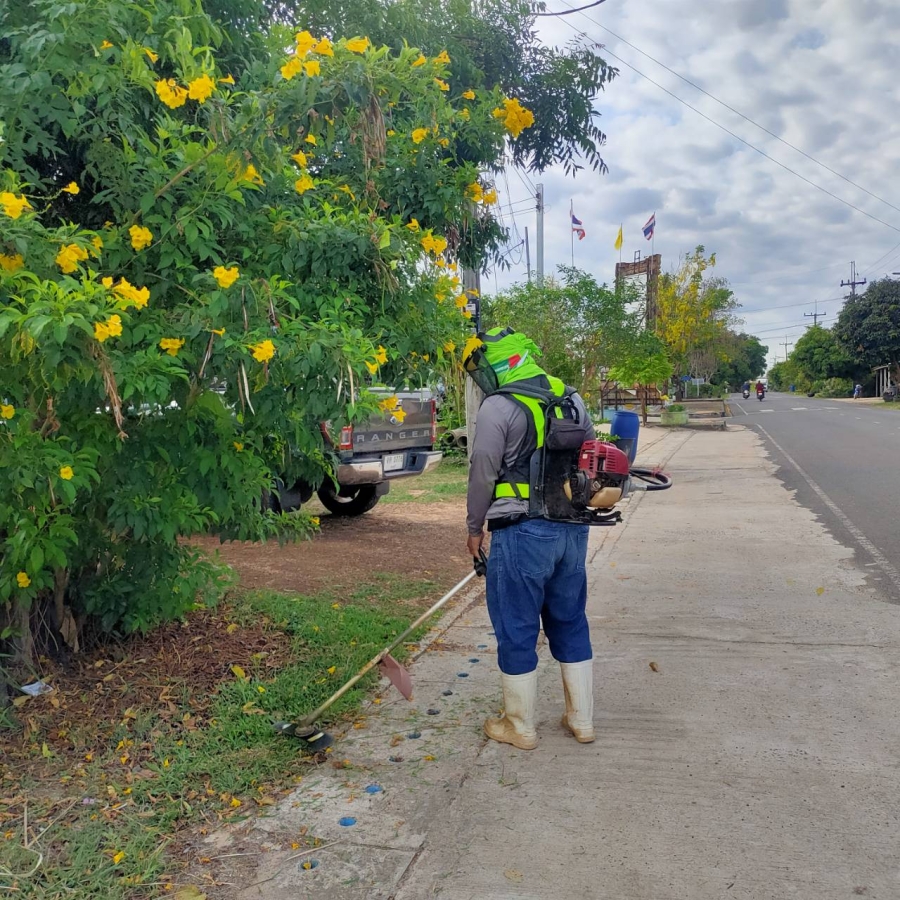 นางสาวชัญญานุช  สายทอง นายกเทศมนตรีตำบลนาเยีย มอบหมายเจ้าหน้าที่ งานรักษาความสะอาด กองสาธารณสุขและสิ่งแวดล้อม ลงพื้นที่ปฏิบัติงาน ตัดหญ้าและทำความสะอาดบริเวณไหล่ทางสองข้างทาง